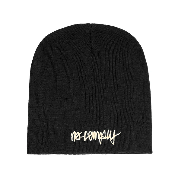 No-Comply Script Check Skull Cap Beanie - Black