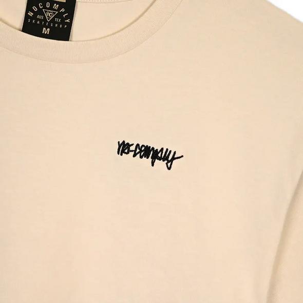 No-Comply VCL Women' Script Check Crop Top Tee Shirt - Natural