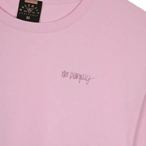 No-Comply VCL Women' Script Check Crop Top Tee Shirt - Rose