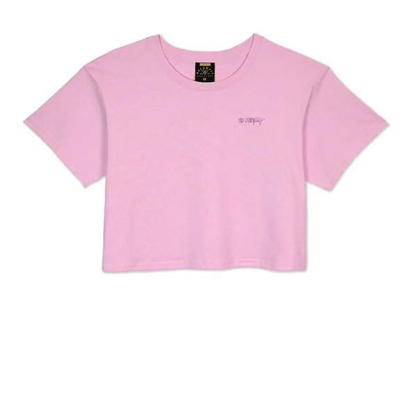 No-Comply VCL Women' Script Check Crop Top Tee Shirt - Rose