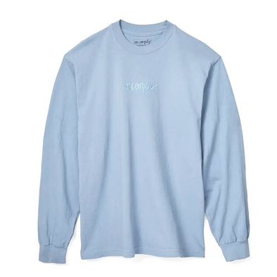 No-Comply Script Check Long Sleeve Tee Shirt - Day Blue