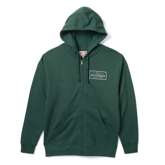 Sudadera con capucha y cremallera de cultivo local de No-Comply - Verde lavado