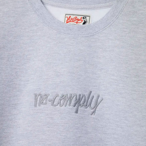 No-Comply Script Logo Crewneck Sweatshirt - Heather Grey
