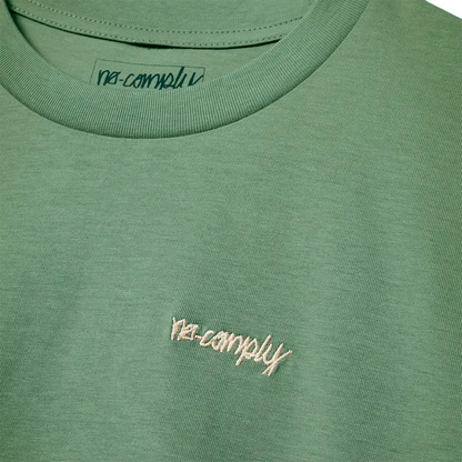 No-Comply Script Embroidered Tee Shirt - Jade