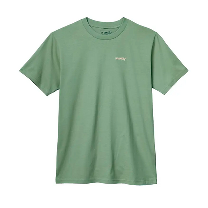 No-Comply Script Embroidered Tee Shirt - Jade