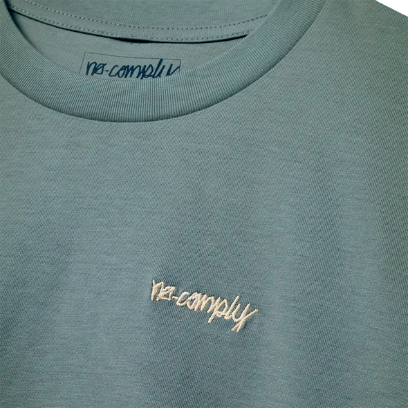 No-Comply Script Embroidered Tee Shirt - Carolina Blue