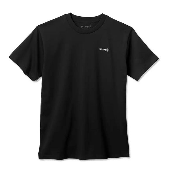 No-Comply Script Embroidered Tee Shirt - Black