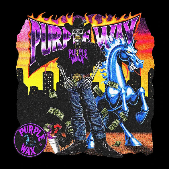 Purple Wax Purpane Cowboy Tee Shirt - Black Washed