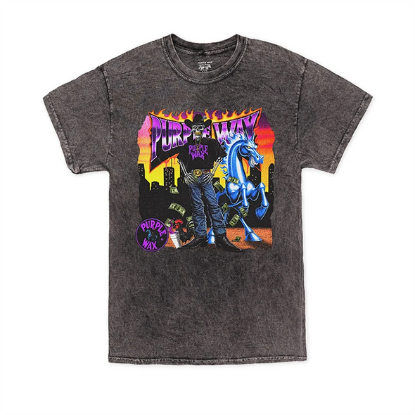 Purple Wax Purpane Cowboy Tee Shirt - Black Washed