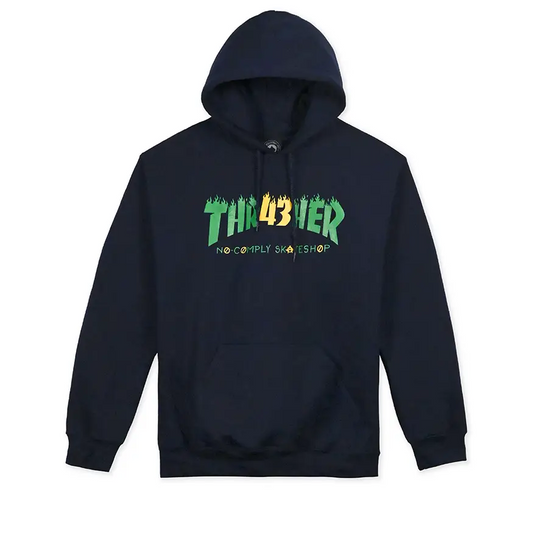 Thrasher Magazine x No-Comply 43 Flame Logo Hoodie - Indigo