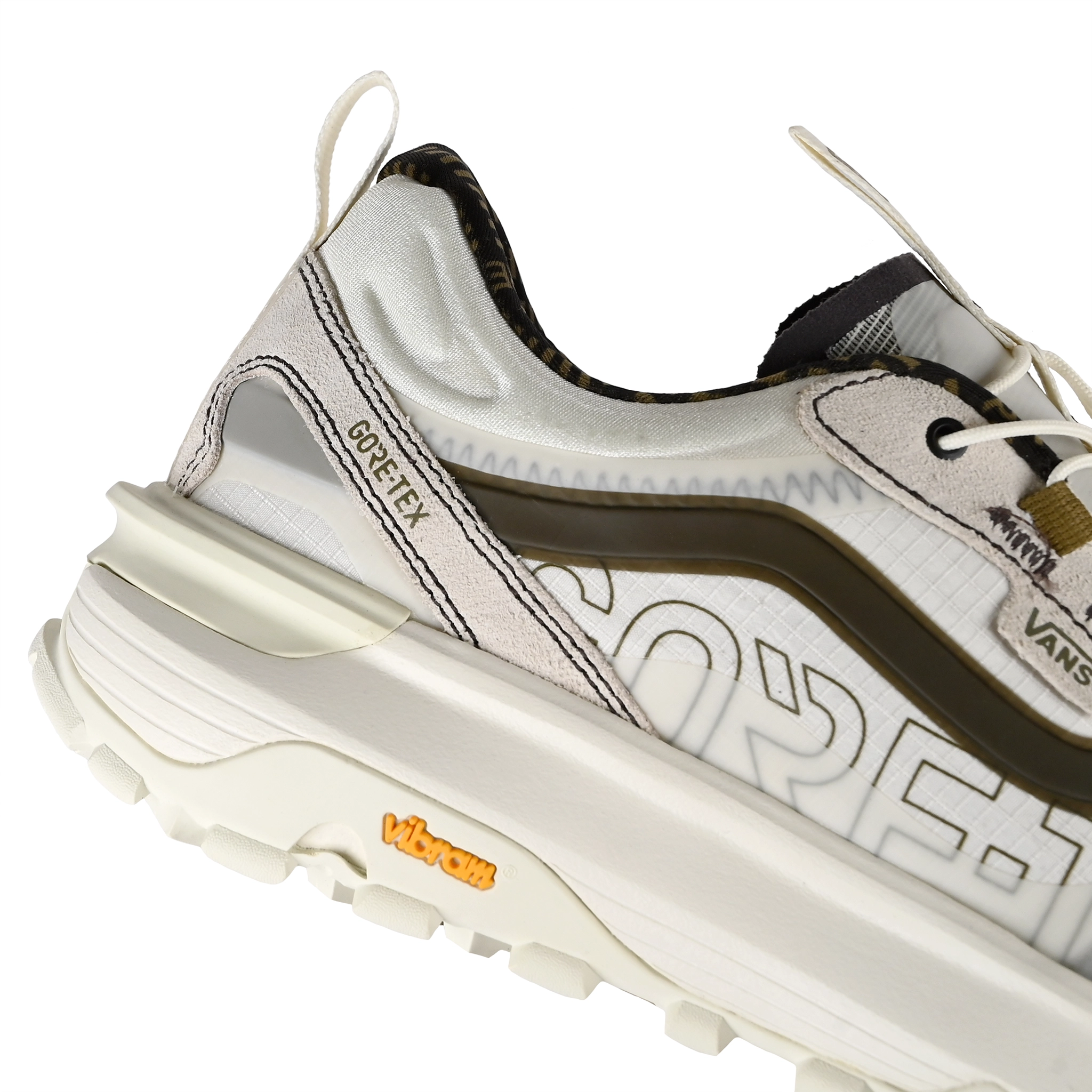 Detail of Marshmallow Vans x Gore-Tex Crosspath XC MTE hiking sneaker on a white background
