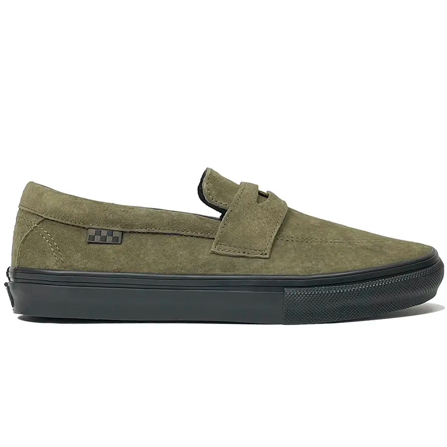Army green suede skateboard shoes