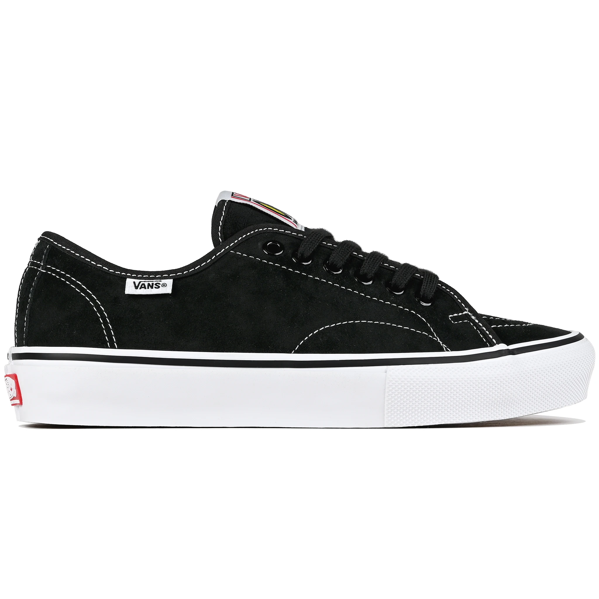 Black suede Vans Skateboarding Skate AVE Classic Anthony Van Engelen pro model skateboard sneaker on a white background