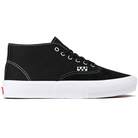 Black Vans Skateboarding high-top Authentic sneaker with white sole on a white background