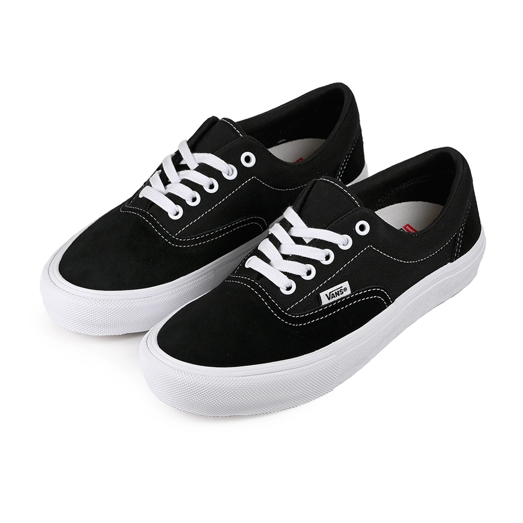 A pair of Vans Skateboarding black Skate Era sneaker on a white background