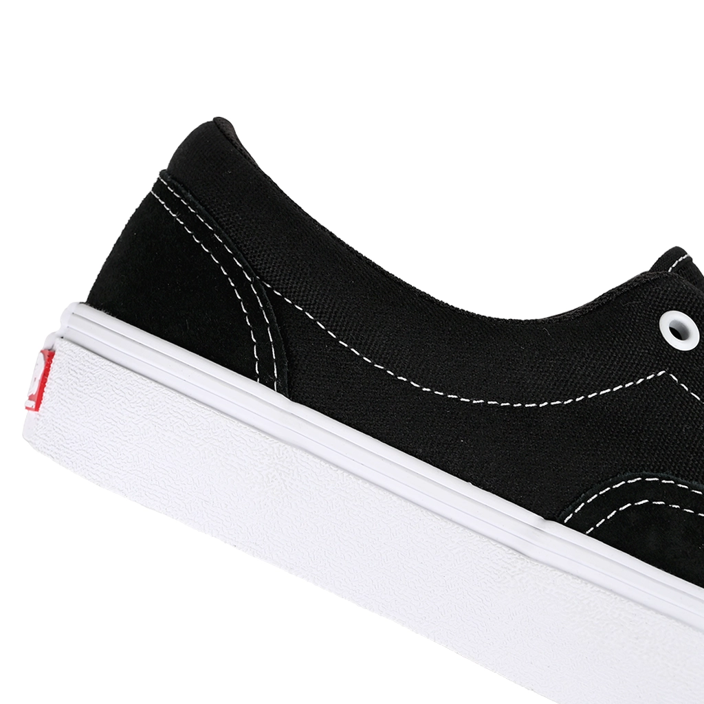 Close up of Vans Skateboarding black Skate Era sneaker on a white background