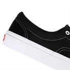 Close up of Vans Skateboarding black Skate Era sneaker on a white background