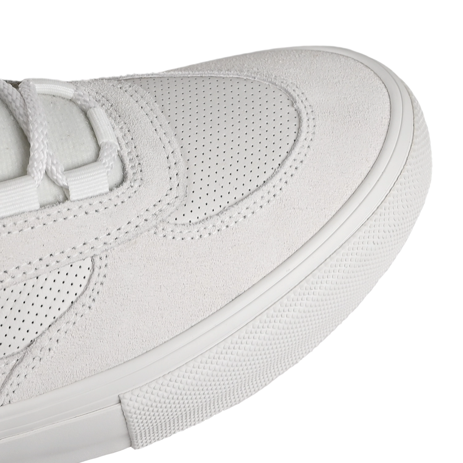Close up of white Vans Skateboarding Skate Safe Low Men's skateboard sneakers on white background