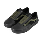 A pair of Black Vans Skateboarding x Willow Voges Fernandes Skate Wafflecup skateboard sneakers on a white background