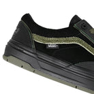 Detail of Black Vans Skateboarding x Willow Voges Fernandes Skate Wafflecup skateboard sneaker on a white background