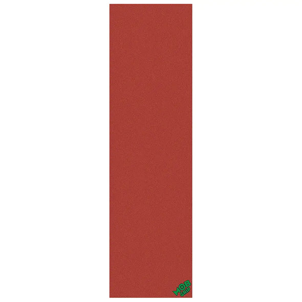 9 inch by 33 inch sheet of red Mob griptape, available at No-Comply Skate Shop in Austin, TX