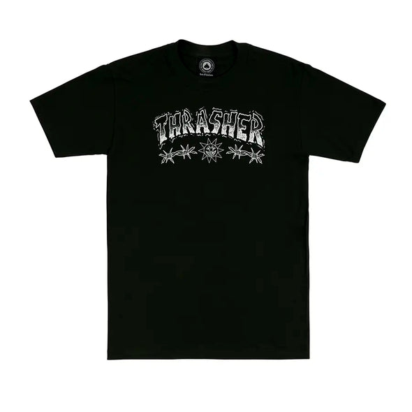 Thrasher Magazine Barbed Wire Logo Tee Shirt - Black