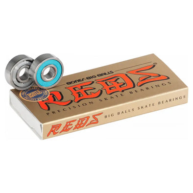 8-pack box of Bones Big Ball Reds skateboard bearings, available at No-Comply Skate Shop in Austin, TX
