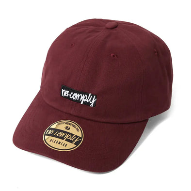 No-Comply Script Box Logo Dad Hat - Maroon