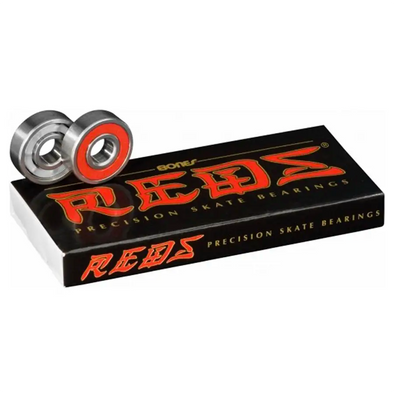 Box of Bones Reds precision skateboard bearings, available at No-Comply Skate Shop in Austin, TX
