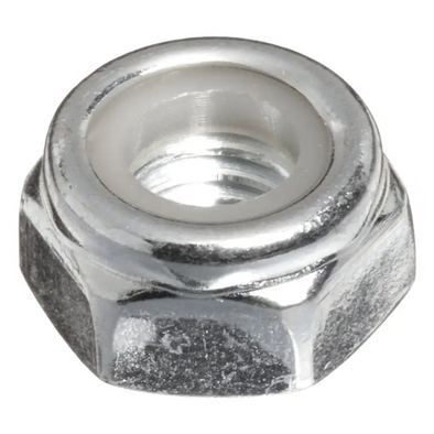 Polished silver standard 3/8 inch skateboard truck axle nut, available at No-Comply Skate Shop in Austin, TX