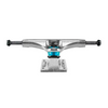 Silver polished Thunder skateboard truck with clear blue bushings, available at No-Comply Skate Shop in Austin, TX
