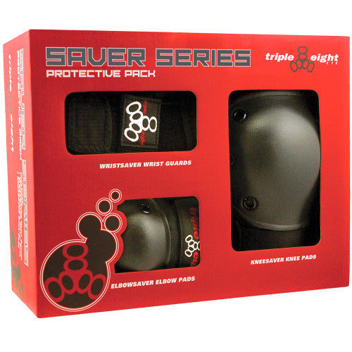 Triple 8 Saver Series 3-Pack Pad Set Box - Black