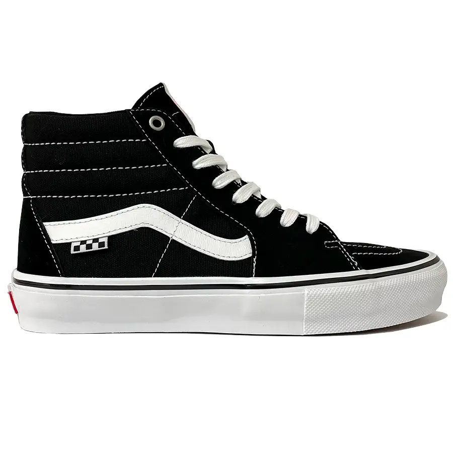 Vans sk8 hi black white canvas hot sale