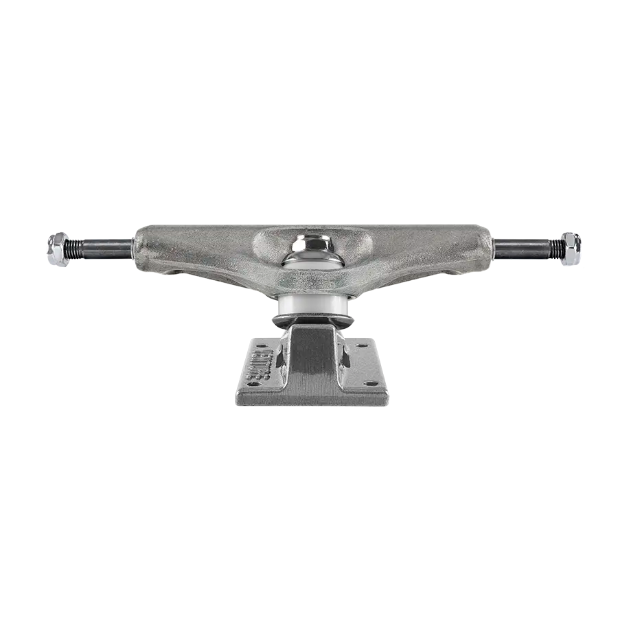 Raw silver Venture team edition skateboard truck with white bushings, available at No-Comply Skate Shop in Austin, TX